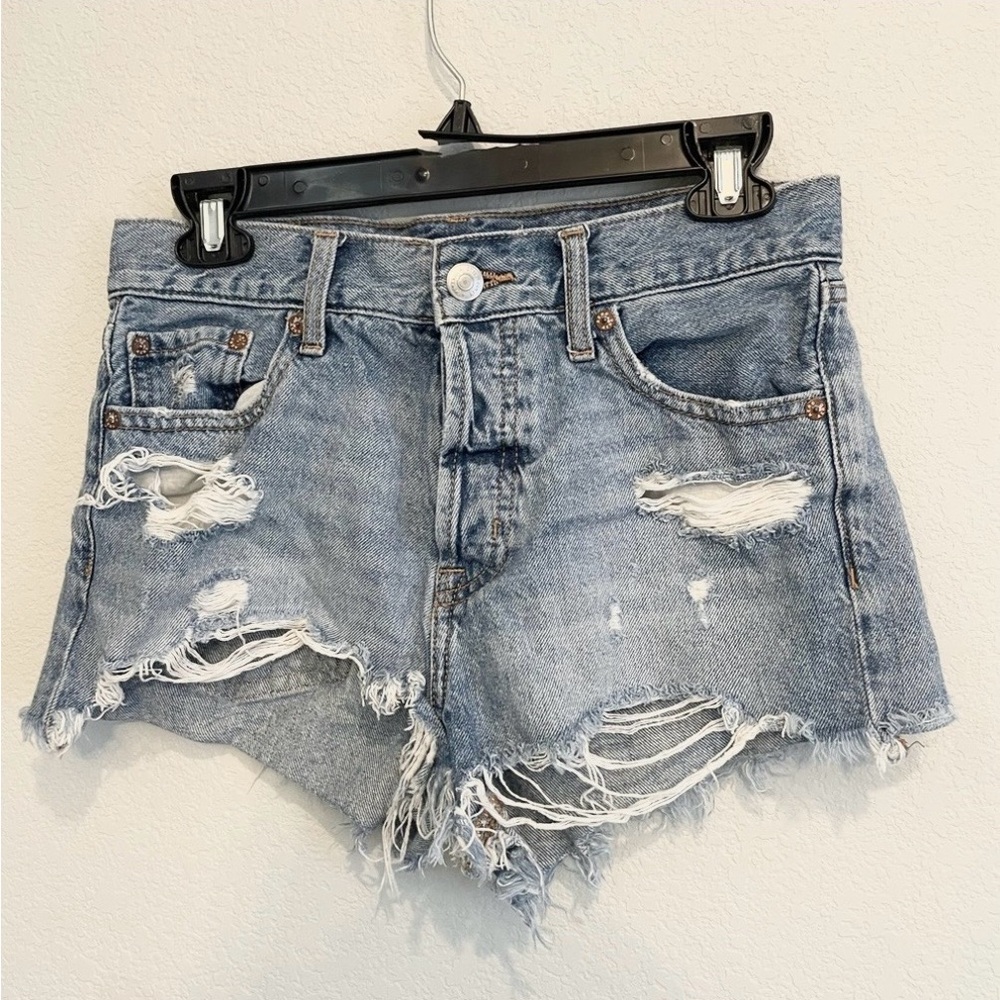 Aeropostale Distressed Denim Shorts Women Size 0 High Rise Cut Off Jean Shorts